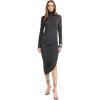 Norma Kamali Women’s Long Sleeve Turtleneck Side Drape Dress(Dark Grey)