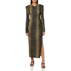 Norma Kamali Women’s Long Sleeve Shoulder Pad Side Slit Gown(Python)