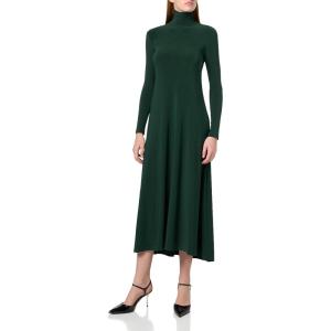 Norma Kamali Women’s Long Sleeve Turtle Long Swing Dress(Dark Emerald)