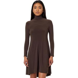 Norma Kamali Women’s Long Sleeve Turtle Swing Dress(Chocolate)