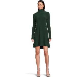 Norma Kamali Women’s Long Sleeve Turtle Swing Dress(Dark Emerald)