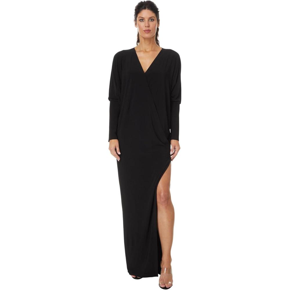 image:imageNorma Kamali Womens Dolman Wrap Gown WSide SlitBlack