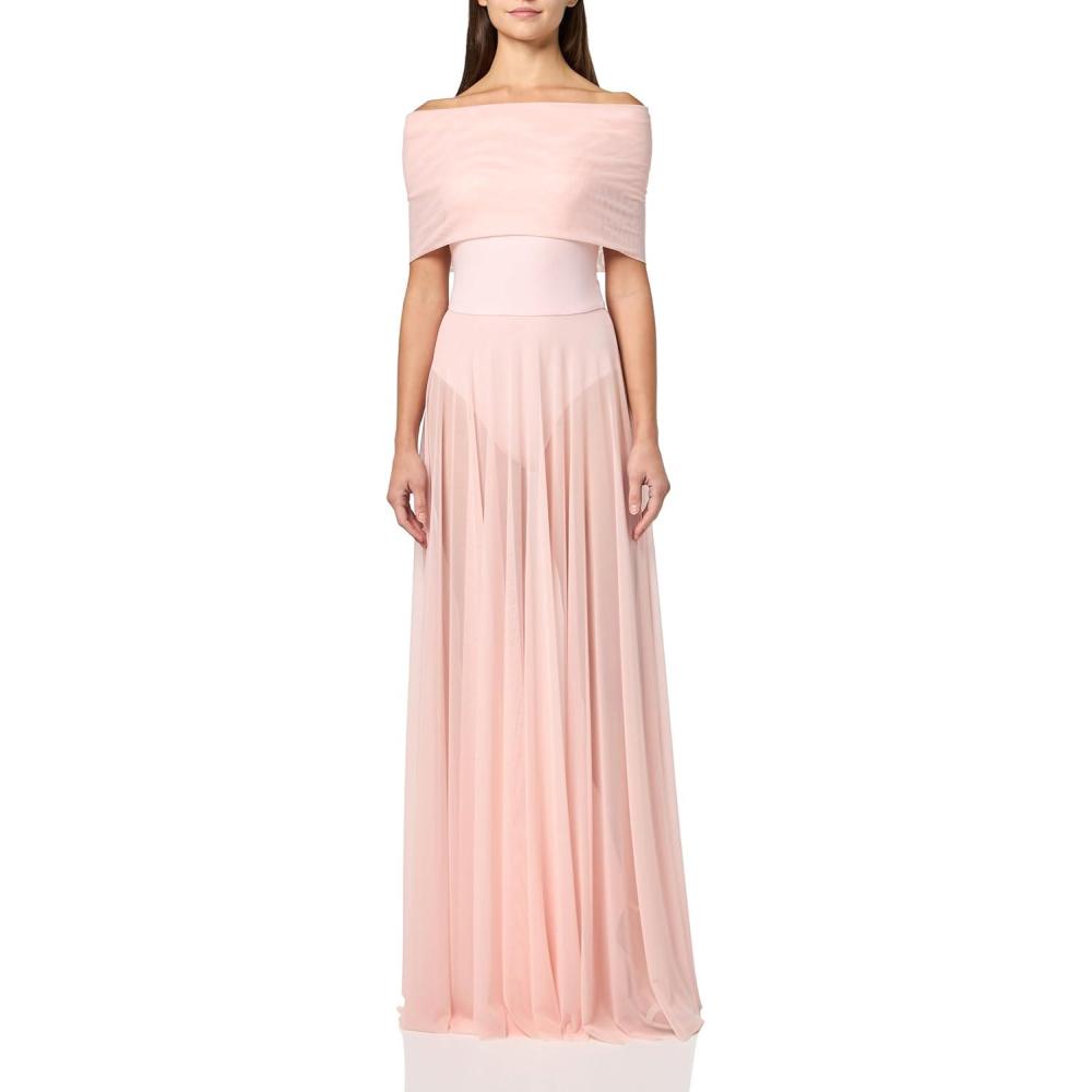image:imageNorma Kamali Womens Sleeveless Cowl Neck Combo Flared GownBallet Pink