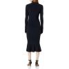 Norma Kamali Womens Long Sleeve Turtle Fishtail Dress to Midcalf(Midnight)