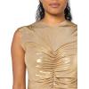 Norma Kamali Women’s Sleeveless V Neck Shirred Front Dress to Knee(Gold)