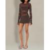Norma Kamali Women’s Spliced Long Sleeve Pickleball Dress(Chocolate/Chocolate)