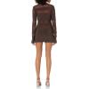 Norma Kamali Women’s Spliced Long Sleeve Pickleball Dress(Chocolate/Chocolate)