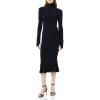 Norma Kamali Womens Long Sleeve Turtle Fishtail Dress to Midcalf(Midnight)