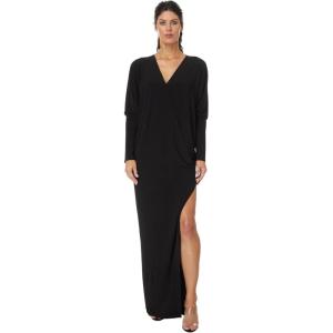 Norma Kamali Women’s Dolman Wrap Gown W/Side Slit(Black)