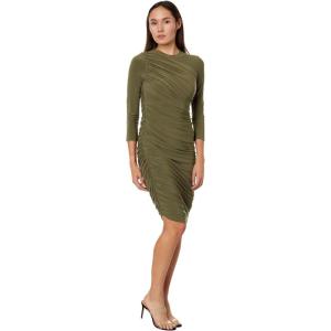 Norma Kamali Women’s Long Sleeve Diana Dress to Knee(Military)