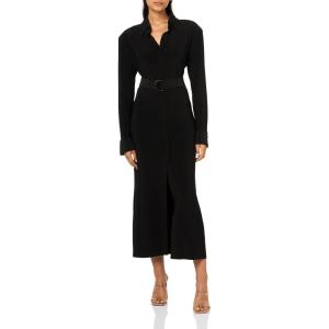 Norma Kamali Women’s Nk Shirt Dress Long W/Shoulder Pads(Black)