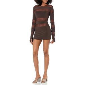 Norma Kamali Women’s Spliced Long Sleeve Pickleball Dress(Chocolate/Chocolate)