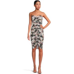 Norma Kamali Women’s Strapless Shirred Front Dress to Knee(Peony)