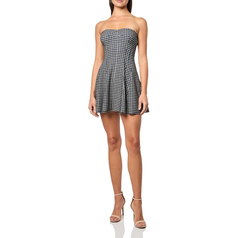 image:imageNorma Kamali Womens Strapless Grace Mini DressLarge Houndstooth