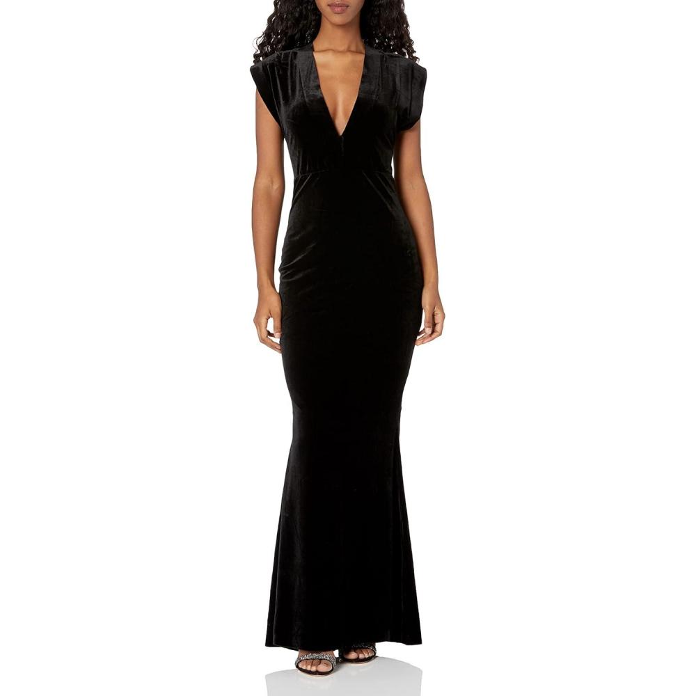 image:imageNorma Kamali Womens V Neck Rectangle GownBlack