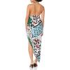 Norma Kamali Women’s Halter Side Drape Gown(Animal Patch)