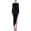 Norma Kamali Womens Long Sleeve Crew Neck Side Drape GownCocktail Dress(Black)