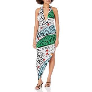 Norma Kamali Women’s Halter Side Drape Gown(Animal Patch)