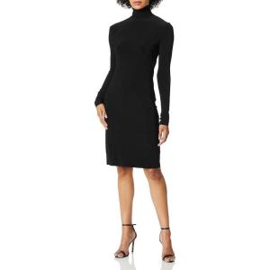 Norma Kamali Women’s Slim Fit Long Sleeve Turtle Dress to Knee(Black)