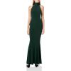Norma Kamali Women’s Halter Turtle Fishtail Gown(Dark Emerald)