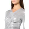 Norma Kamali Women’s Long Sleeve V Neck Shirred Front Flared Gown(Silver)