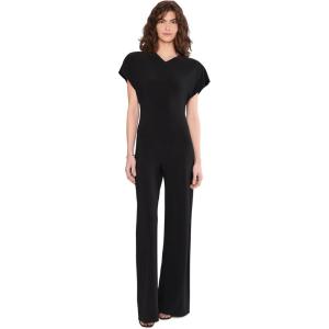 Cap Sleeve Shoulder PAD Jumpsuit(Black)