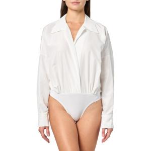 Norma Kamali Women’s Super Oversized Boyfriend Nk Shirt Bodysuit(Snow White)