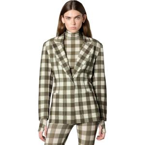 Norma Kamali Women’s Easy Fit Single Breasted Jacket W/Patch Pocket(Bark Box Plaid)