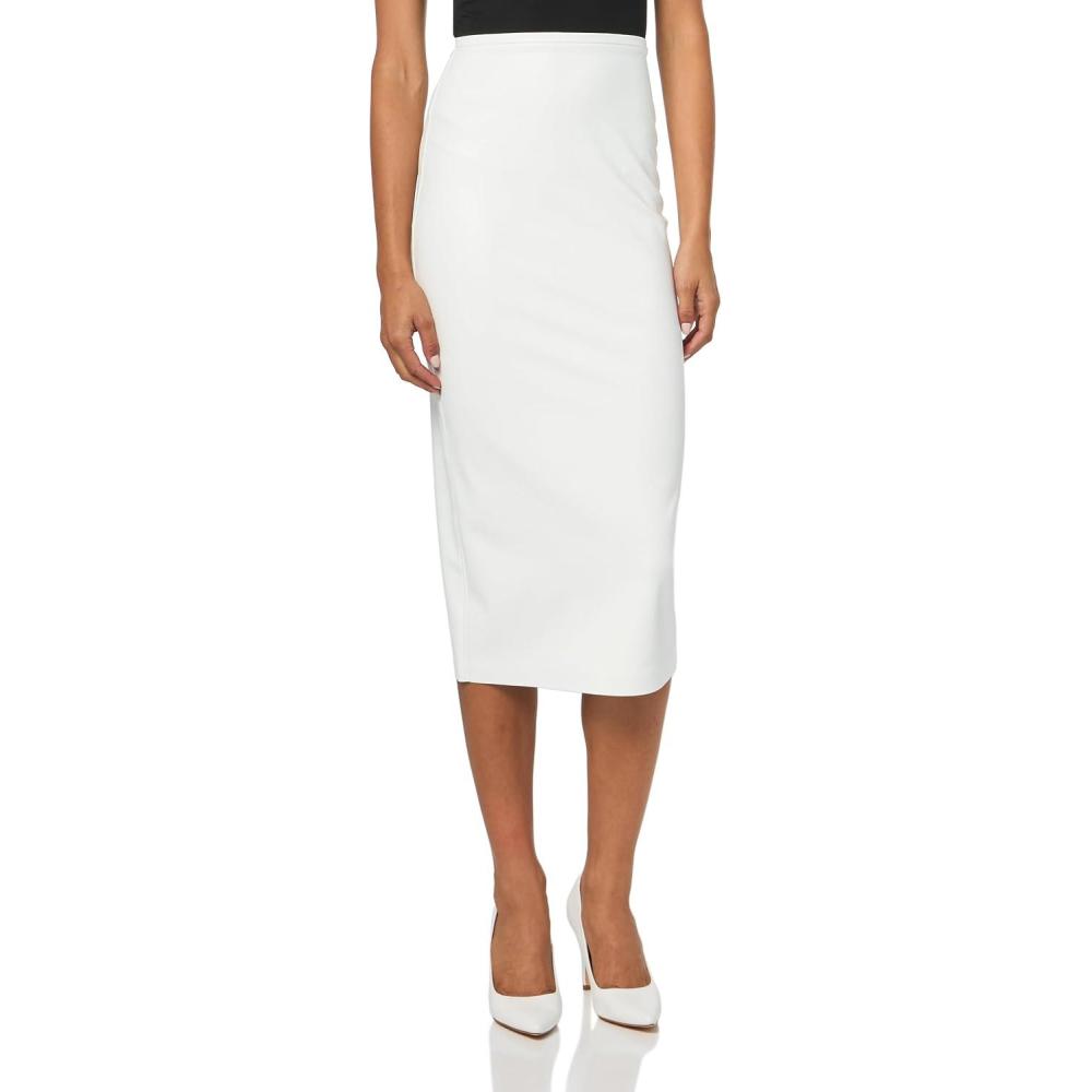 image:imageNorma Kamali Womens Straight Skirt to MidcalfSnow White