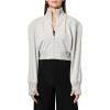 Norma Kamali Women’s Oversized Turtle Bomber Jacket to Waist(Light Heather Grey)