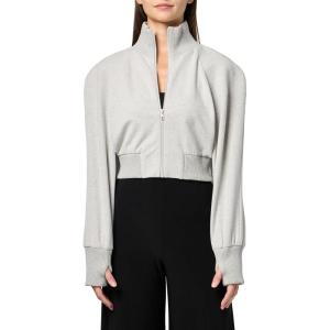Norma Kamali Women’s Oversized Turtle Bomber Jacket to Waist(Light Heather Grey)