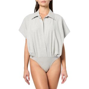 Norma Kamali Women’s Super Os Sleeveless Bf Nk Shirt Bodysuit(Light Heather Grey)