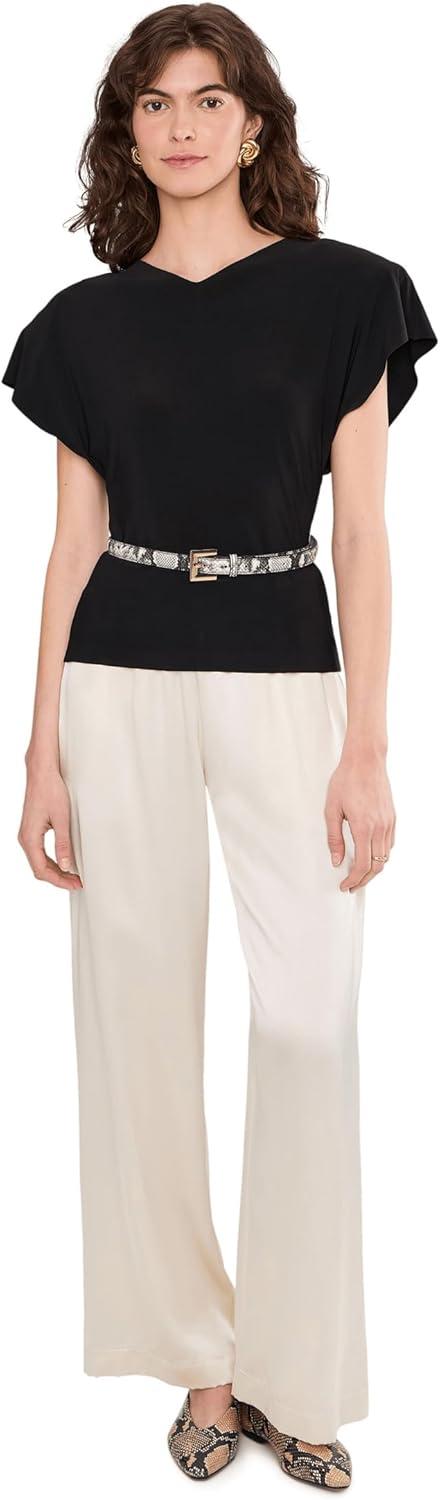 image:imageNorma Kamali Womens Cap Sleeve Shoulder Pad TopBlack