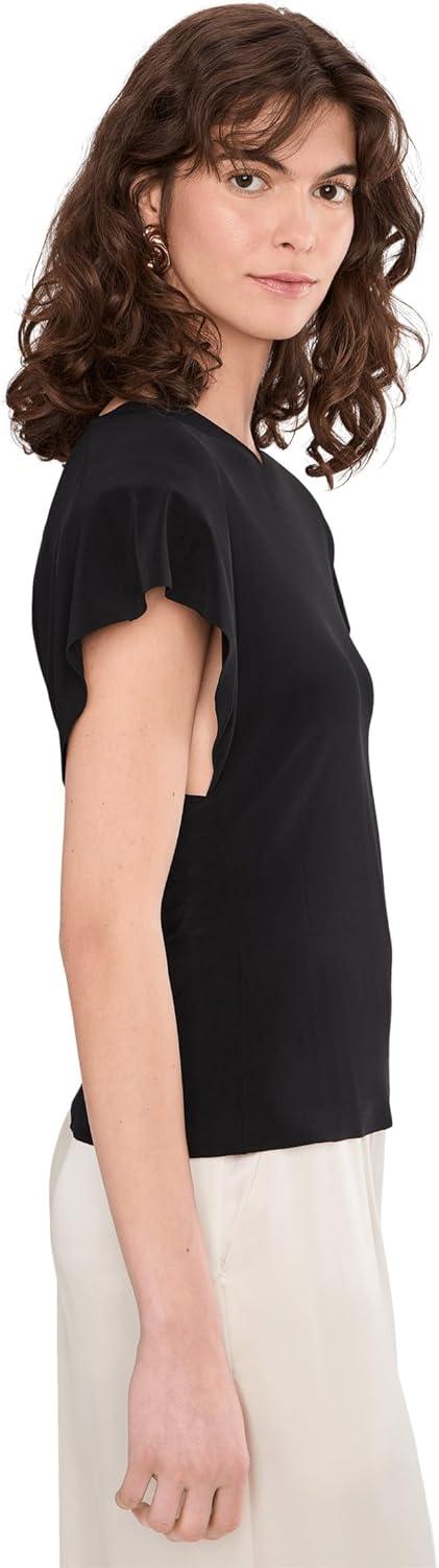 image:imageNorma Kamali Womens Cap Sleeve Shoulder Pad TopBlack