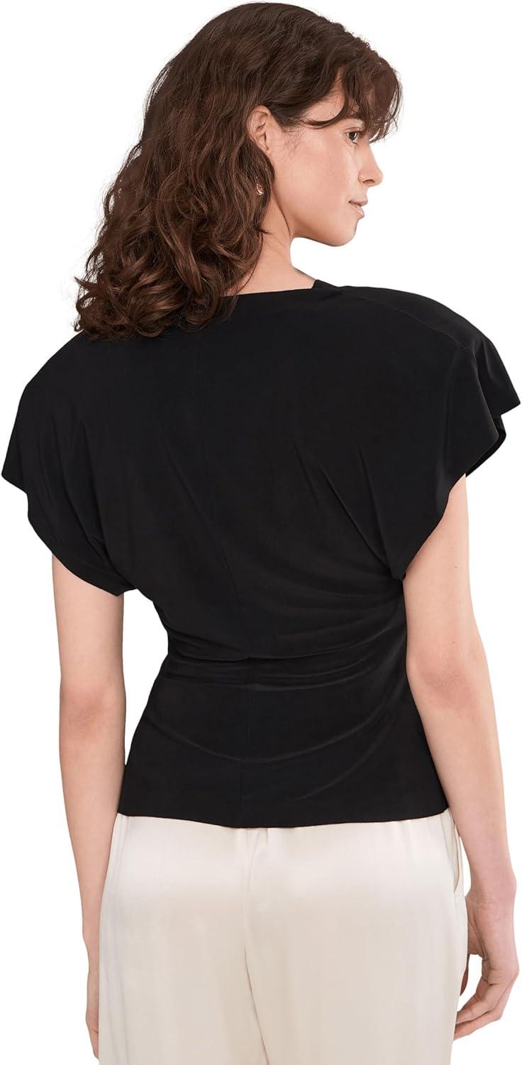 image:imageNorma Kamali Womens Cap Sleeve Shoulder Pad TopBlack