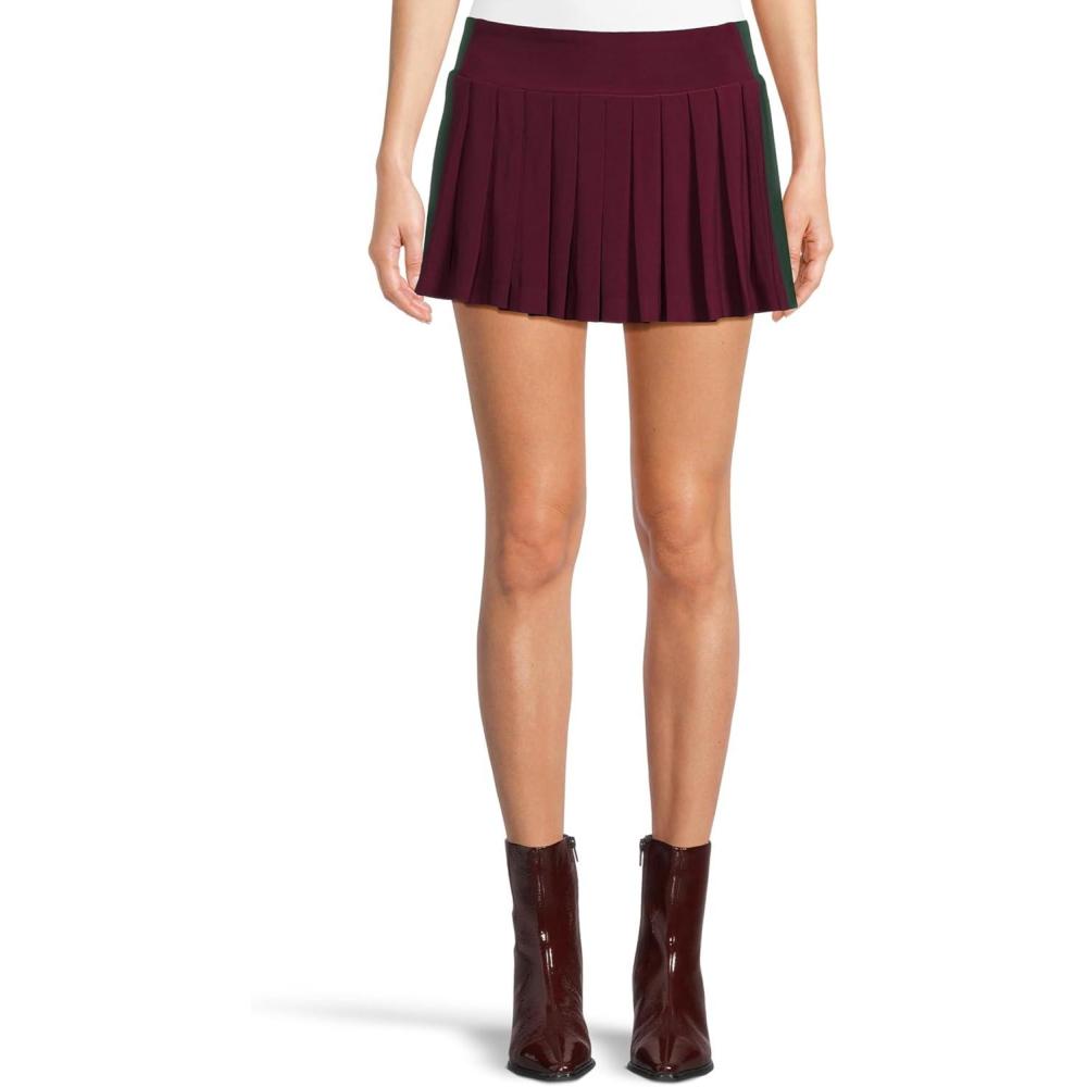 image:imageNorma Kamali Womens Side Stripe Pleated Pickleball SkirtPlumDark Emerald