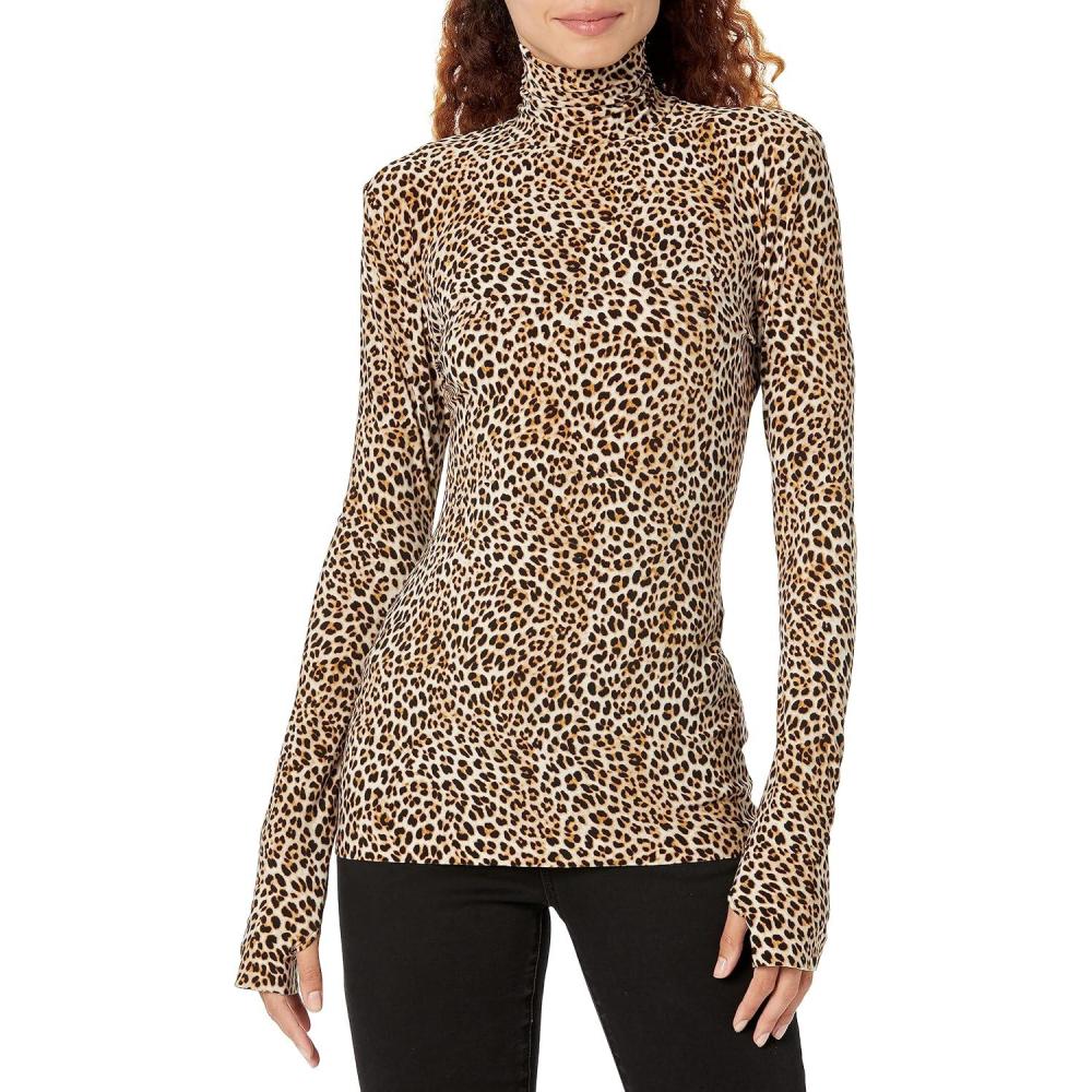 image:imageNorma Kamali Womens Slim Fit Long Sleeve Turtle TopBb Leopard