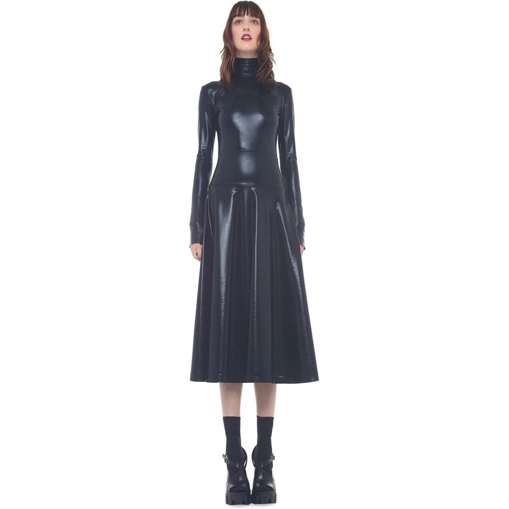 image:imageNorma Kamali Womens Slim Fit Long Sleeve Turtle TopBlack Foil