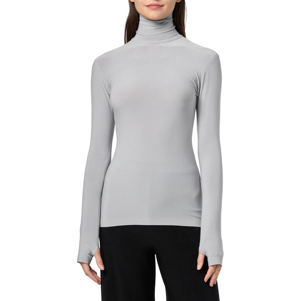 image:imageNorma Kamali Womens Slim Fit Long Sleeve Turtle TopGrey