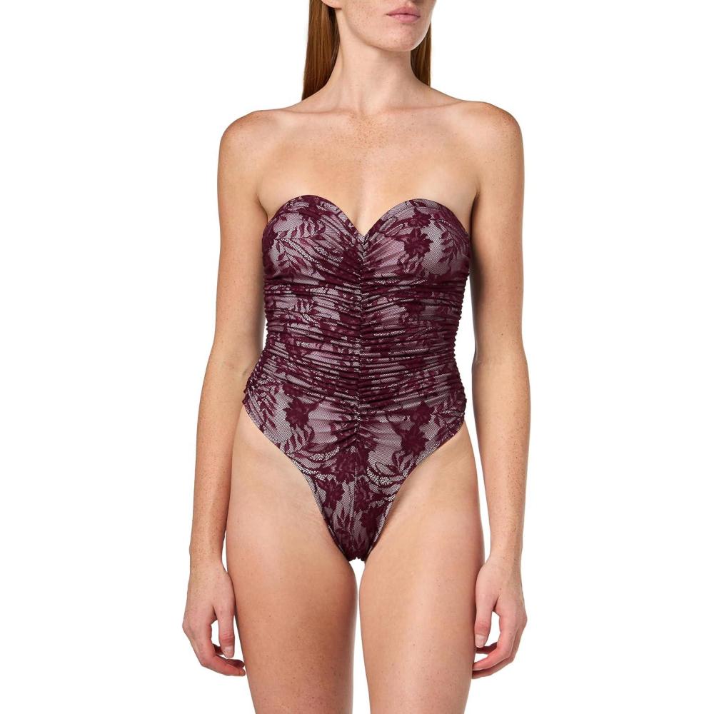 image:imageNorma Kamali Womens Slinky Marissa One PiecePlum St LaceWhite