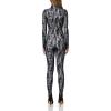 Norma Kamali Women’s Long Sleeve Slim Fit Turtle Catsuit W/Footie(Blk Stretch Lace/Wht)