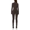 Norma Kamali Women’s Long Sleeve Slim Fit Turtle Catsuit W/Footie(Espresso)
