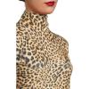 Norma Kamali Women’s Slim Fit Long Sleeve Turtle Top(Cheetah Patch)
