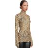 Norma Kamali Women’s Slim Fit Long Sleeve Turtle Top(Cheetah Patch)