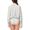 Norma Kamali womens Super Oversized Boyfriend Nk Shirt Bodysuit(Light Heather Grey)