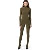 Norma Kamali Women’s Long Sleeve Slim Fit Turtle Catsuit W/Footie(Bark)