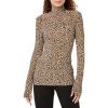 Norma Kamali Women’s Slim Fit Long Sleeve Turtle Top(Bb Leopard)