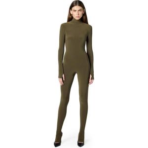 Norma Kamali Women’s Long Sleeve Slim Fit Turtle Catsuit W/Footie(Bark)
