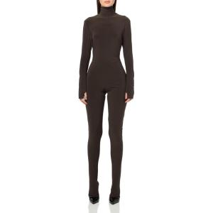Norma Kamali Women’s Long Sleeve Slim Fit Turtle Catsuit W/Footie(Espresso)