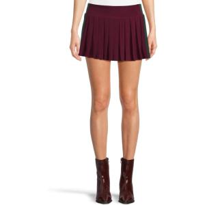 Norma Kamali Women’s Side Stripe Pleated Pickleball Skirt(Plum/Dark Emerald)